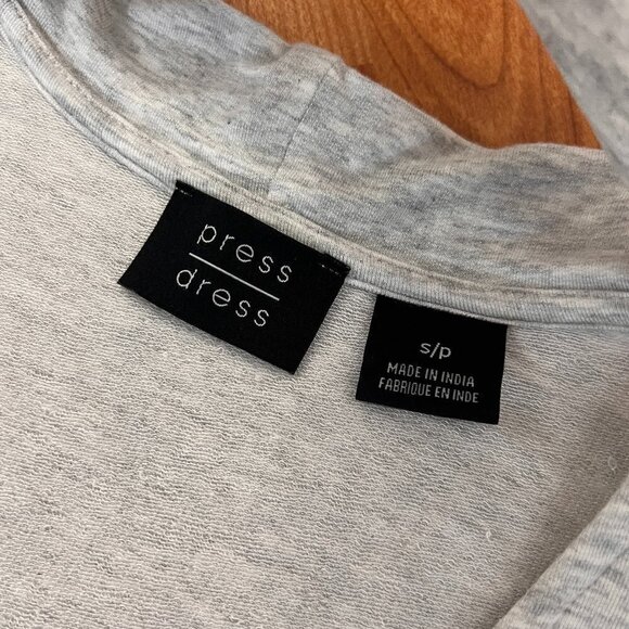 Press Soft Knit Tshirt Dress Light Heather Grey Sz Small Peek-a-Boo Neckline - Picture 5 of 8